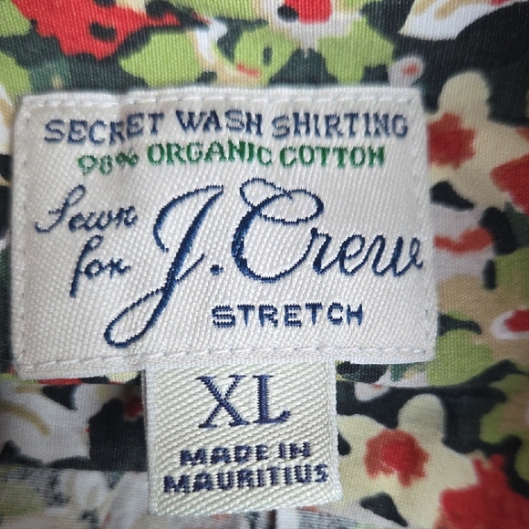 J. Crew Secret Wash Poplin Floral Print Stretch Button Down Shirt Size XL - Picture 9 of 13
